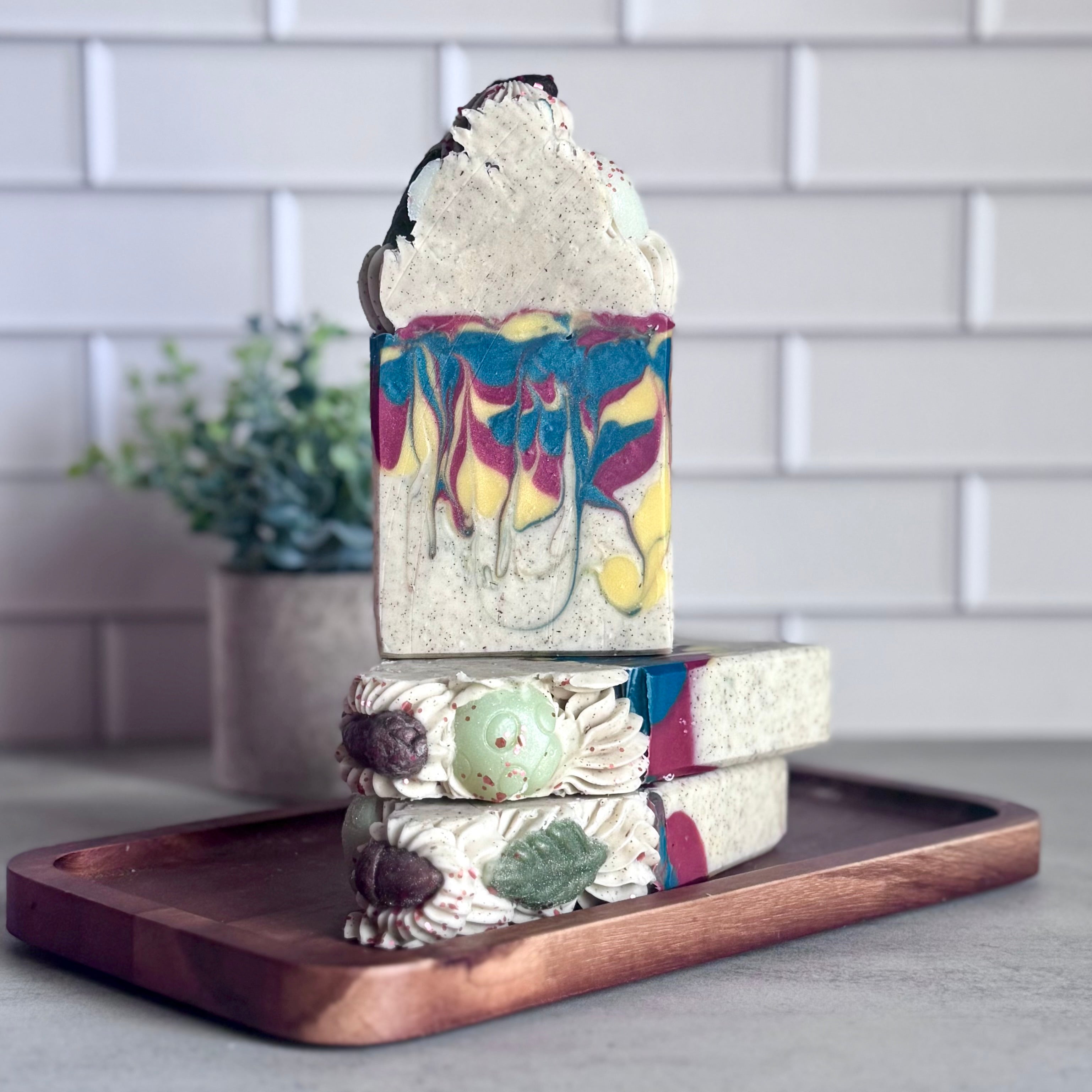 Artisan Frosted Mushroom Caps soap by Harvest Soap Company featuring natural, textured mushroom-shaped design