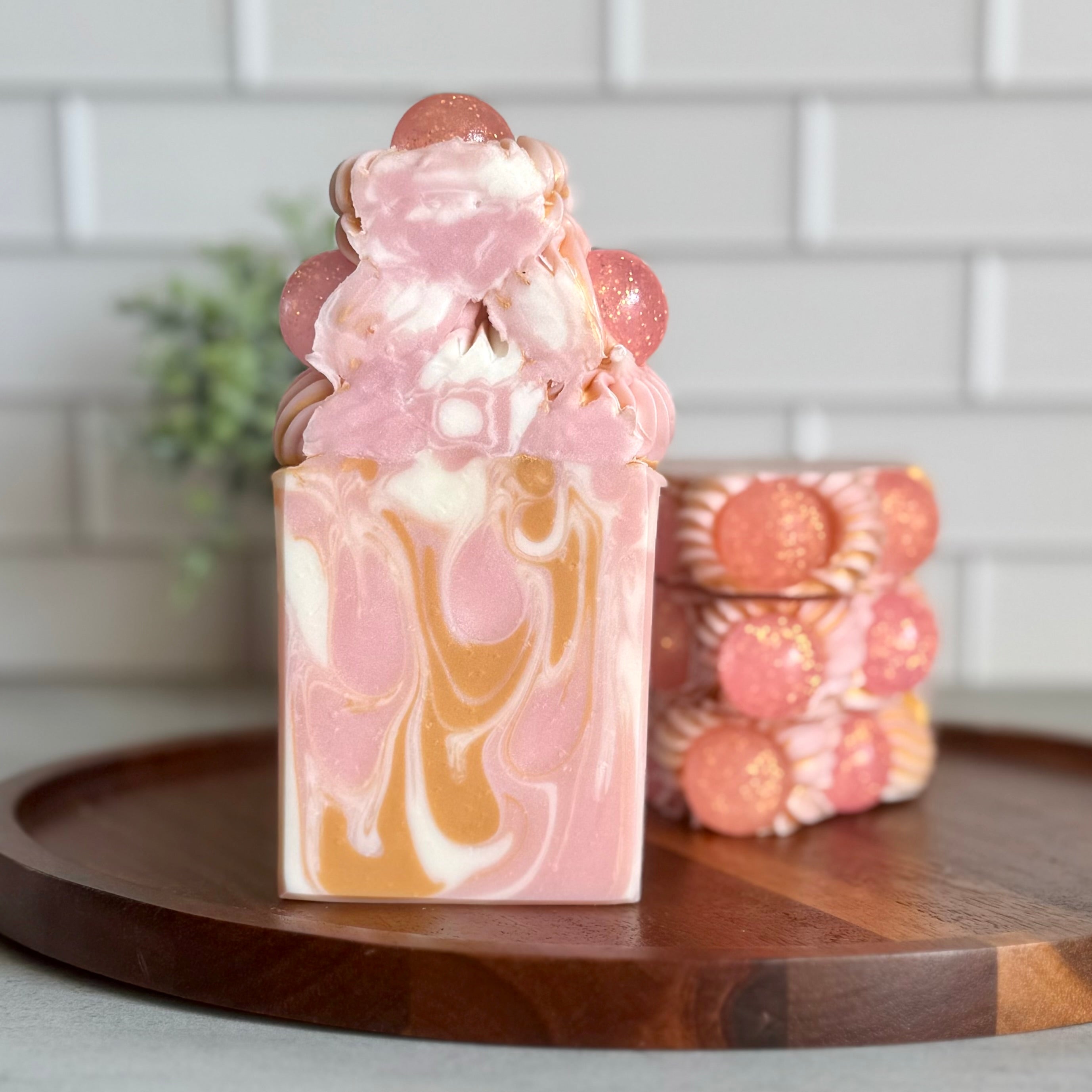 natural handmade pretty soap large bar usa bubble-bath scented pretty pink