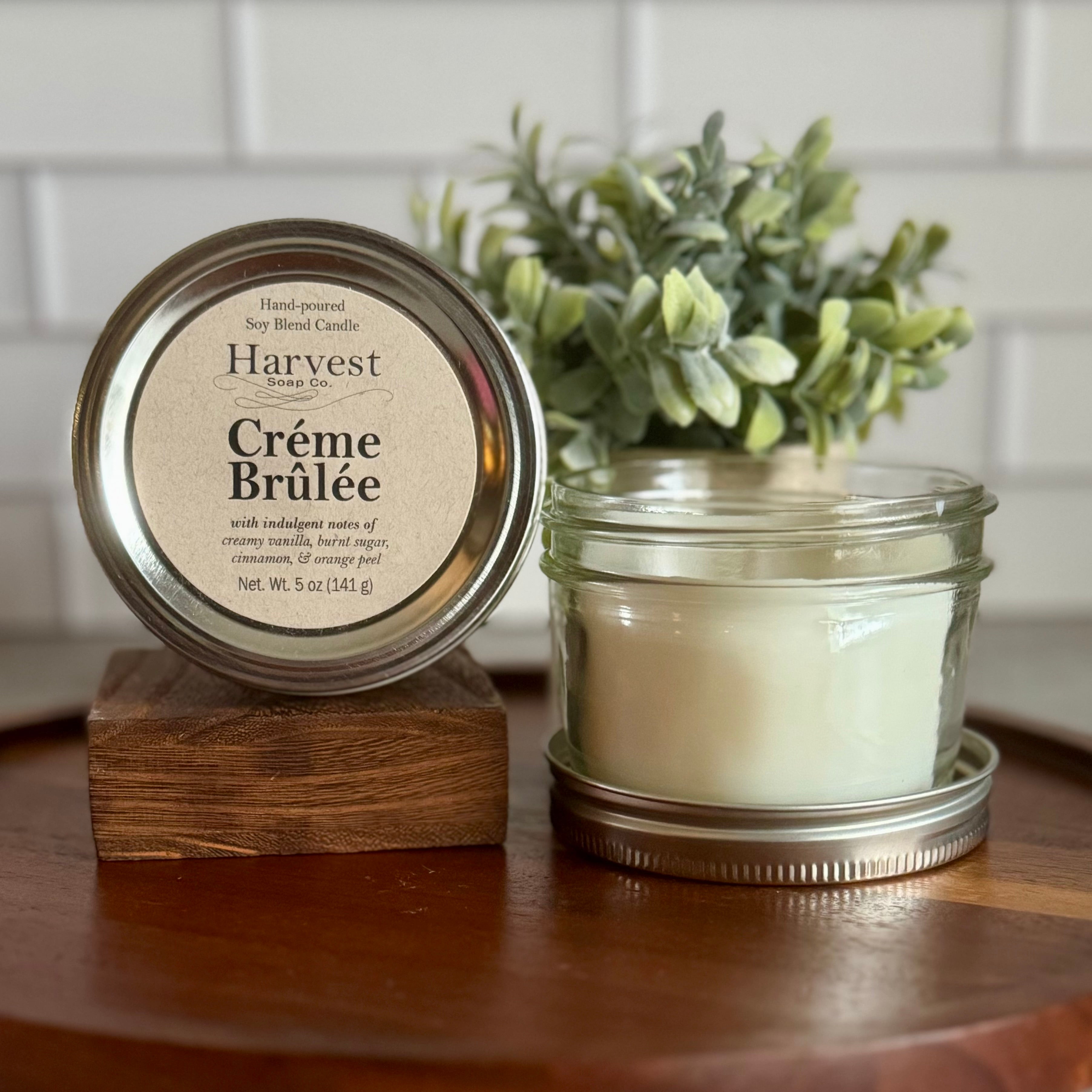 5 ounce Creme brulee candle with 35 hour burn time natural handmade small batch
