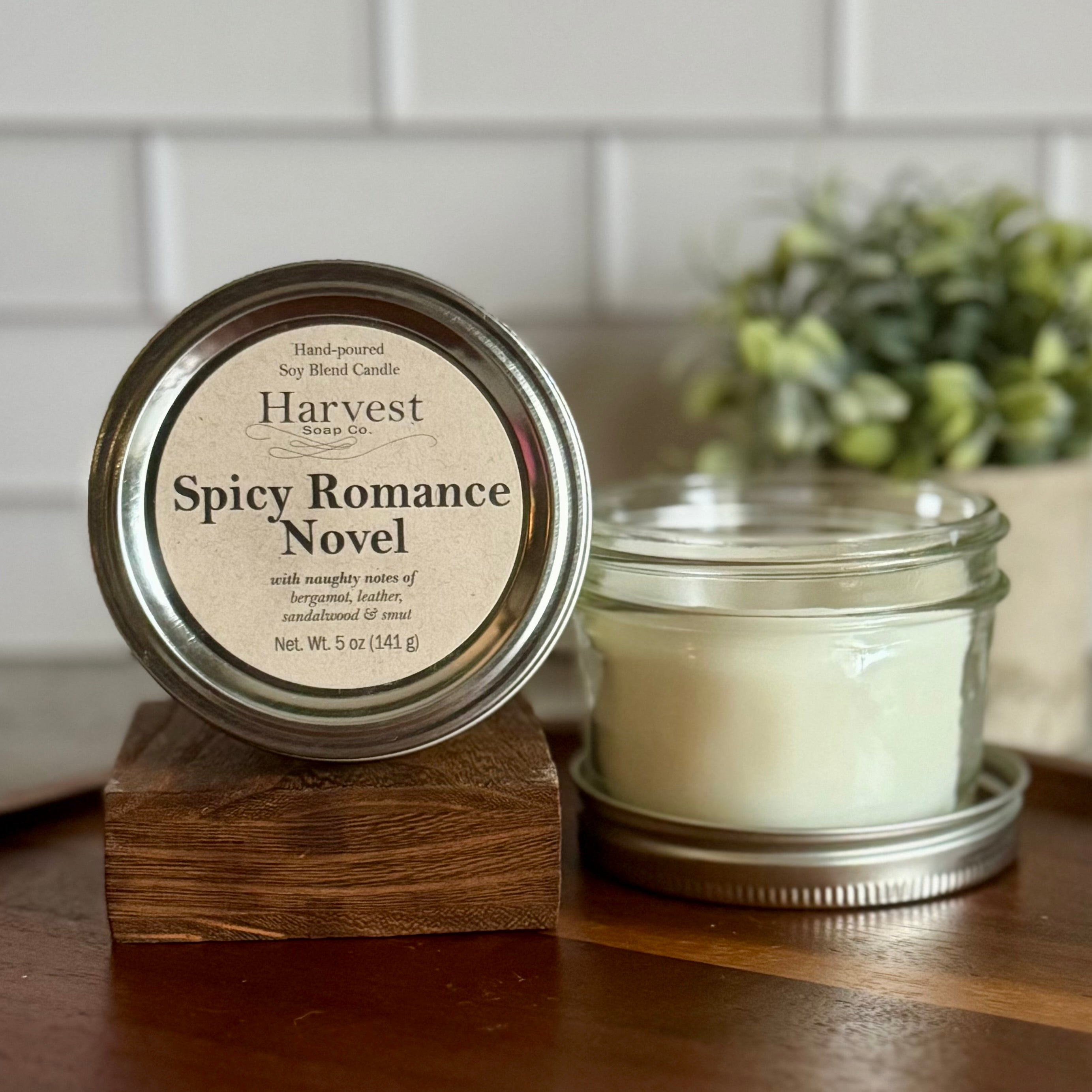 5 ounce spicy romance novel candle with 35 hour burn time natural handmade small batch book