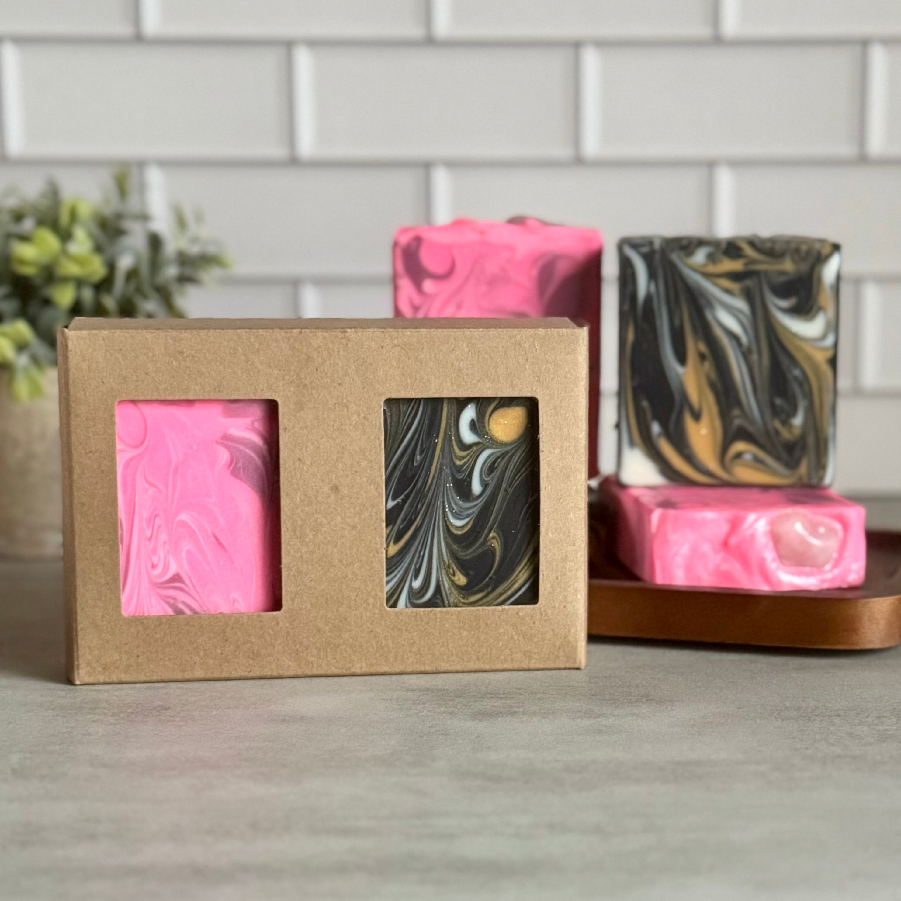 perfect pair soap duo gift set of sparkling strawberries & midnight rendezvous handmade natural soap 